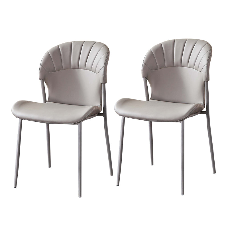 Contemporary Leather Dining Side Chairs for Home Armless Solid Back Chairs