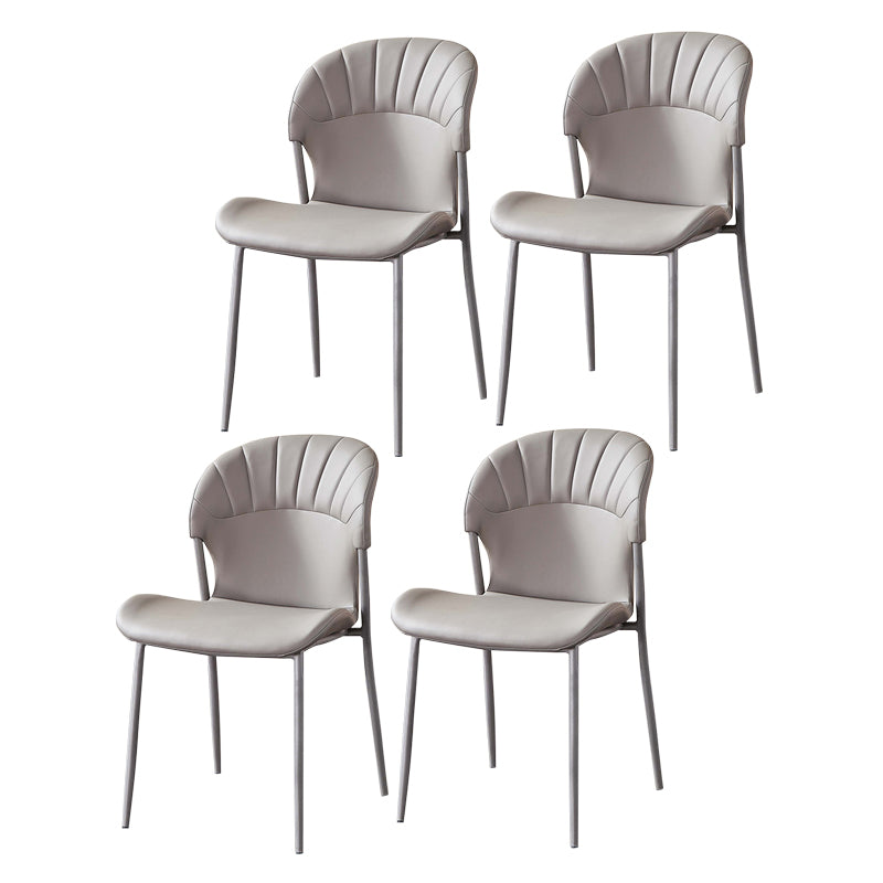 Contemporary Leather Dining Side Chairs for Home Armless Solid Back Chairs