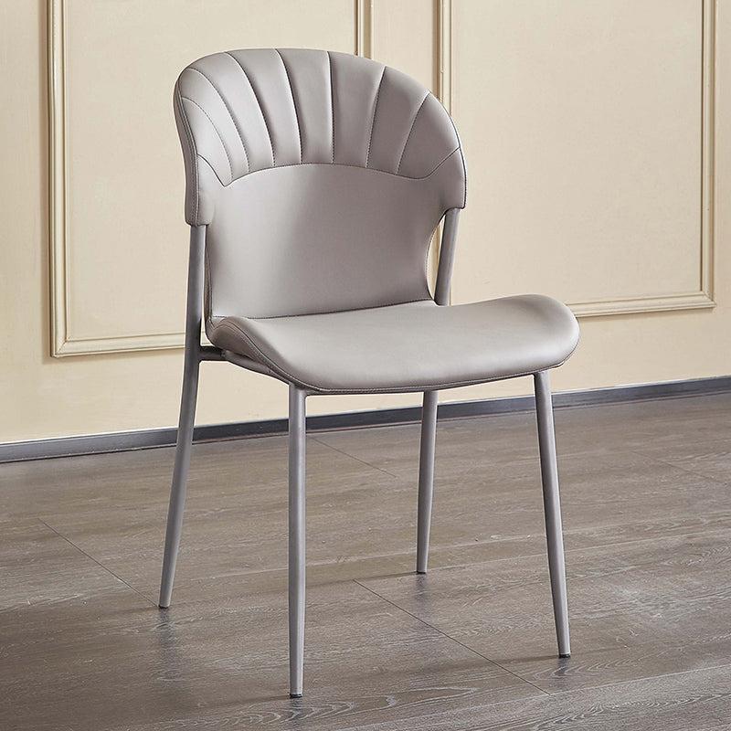 Contemporary Leather Dining Side Chairs for Home Armless Solid Back Chairs