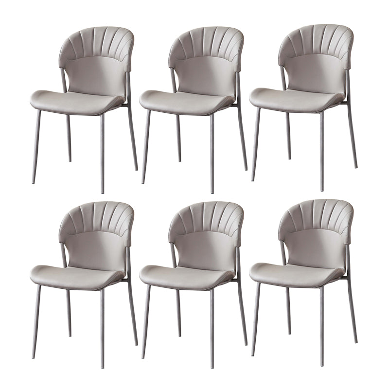 Contemporary Leather Dining Side Chairs for Home Armless Solid Back Chairs