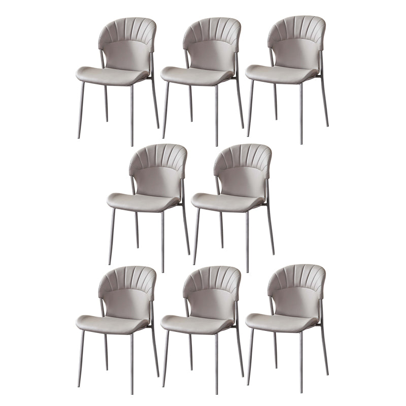 Contemporary Leather Dining Side Chairs for Home Armless Solid Back Chairs