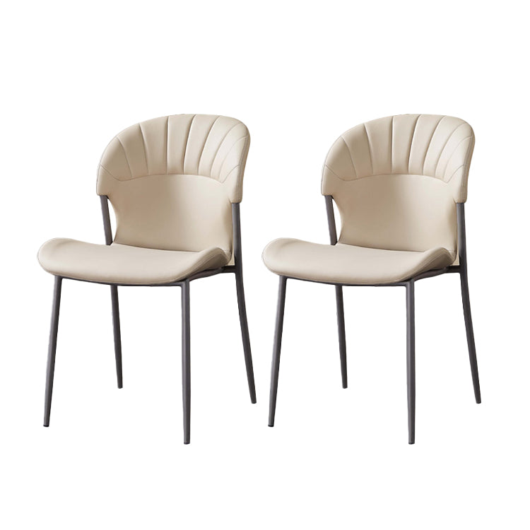 Contemporary Leather Dining Side Chairs for Home Armless Solid Back Chairs