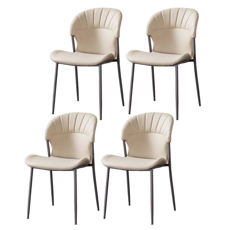 Contemporary Leather Dining Side Chairs for Home Armless Solid Back Chairs