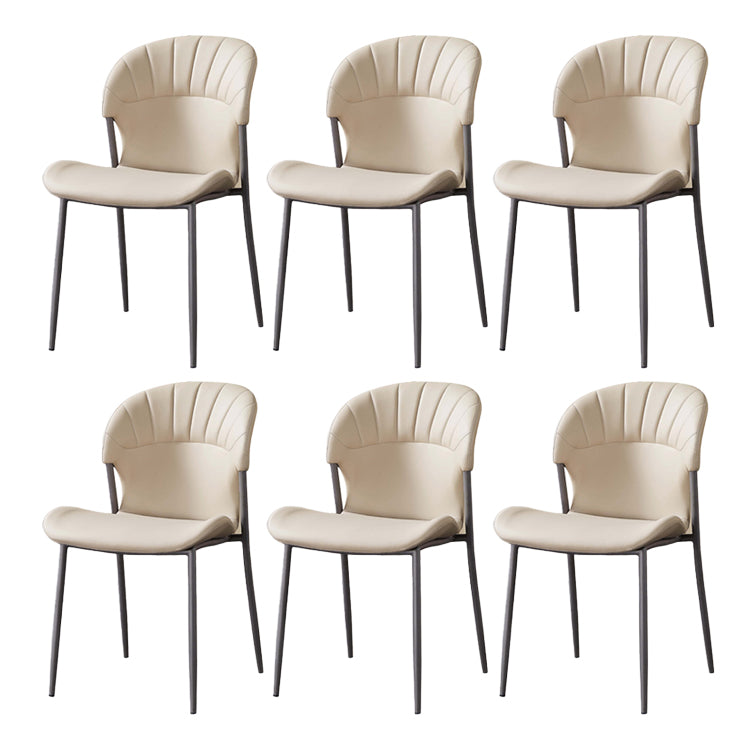 Contemporary Leather Dining Side Chairs for Home Armless Solid Back Chairs