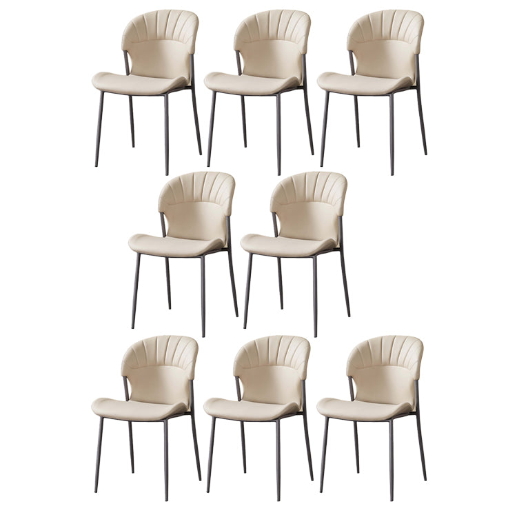 Contemporary Leather Dining Side Chairs for Home Armless Solid Back Chairs