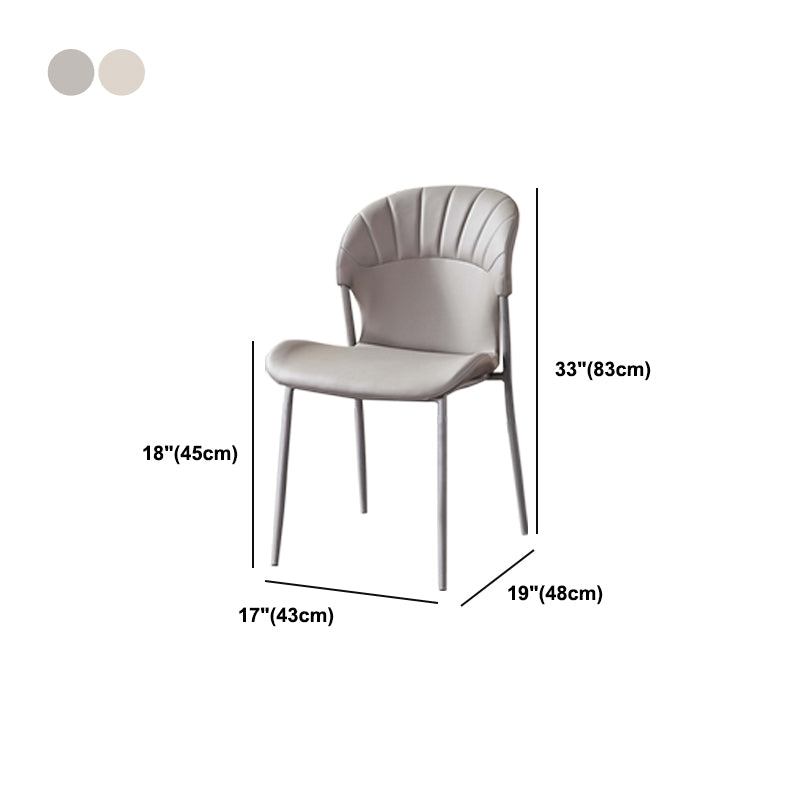 Contemporary Leather Dining Side Chairs for Home Armless Solid Back Chairs