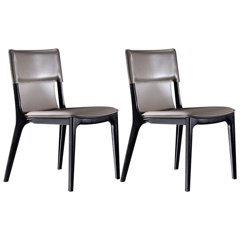 Contemporary Solid Back Armless Dining Chairs for Home Leather Dining Chairs