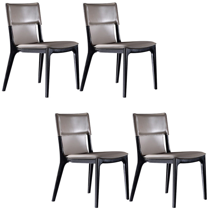 Contemporary Solid Back Armless Dining Chairs for Home Leather Dining Chairs