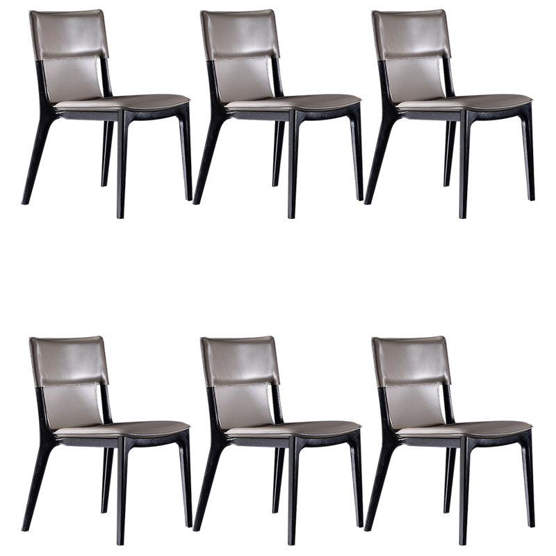 Contemporary Solid Back Armless Dining Chairs for Home Leather Dining Chairs