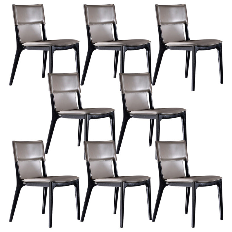 Contemporary Solid Back Armless Dining Chairs for Home Leather Dining Chairs