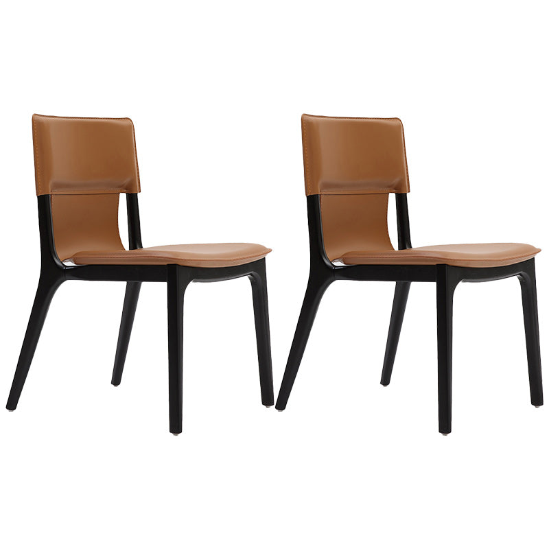 Contemporary Solid Back Armless Dining Chairs for Home Leather Dining Chairs