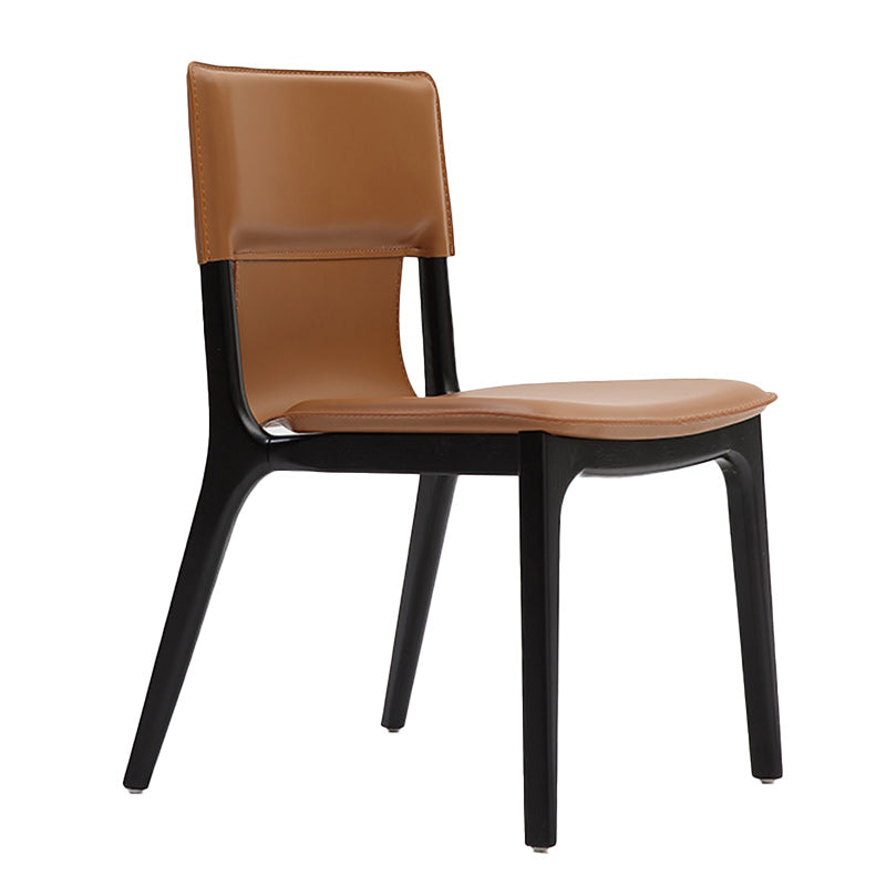 Contemporary Solid Back Armless Dining Chairs for Home Leather Dining Chairs