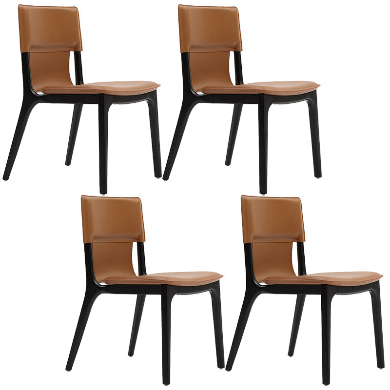 Contemporary Solid Back Armless Dining Chairs for Home Leather Dining Chairs