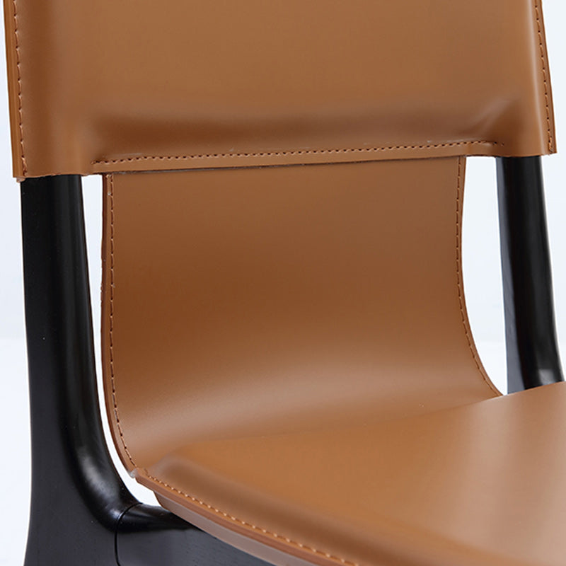 Contemporary Solid Back Armless Dining Chairs for Home Leather Dining Chairs