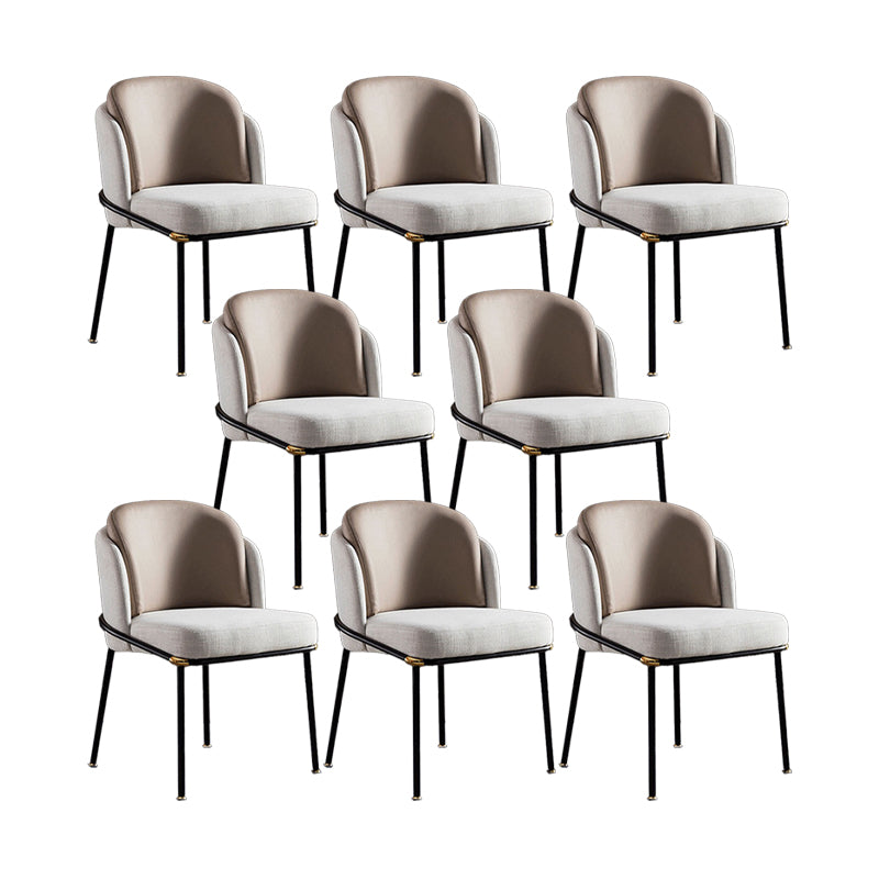 Minimalist Design Linen Fabric Dining Chairs Solid Back Chair