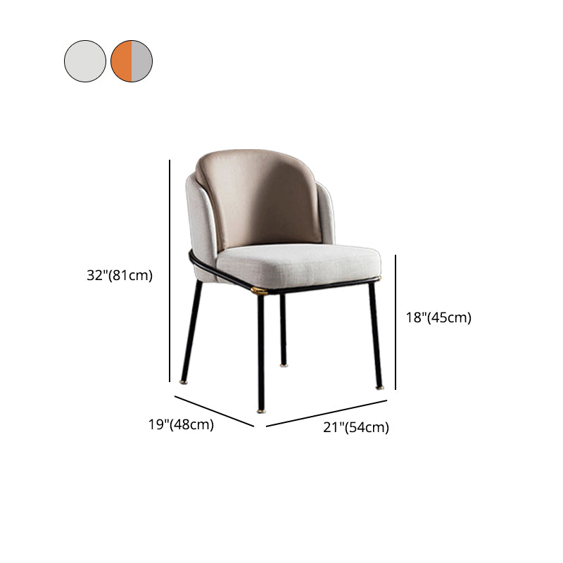 Minimalist Design Linen Fabric Dining Chairs Solid Back Chair