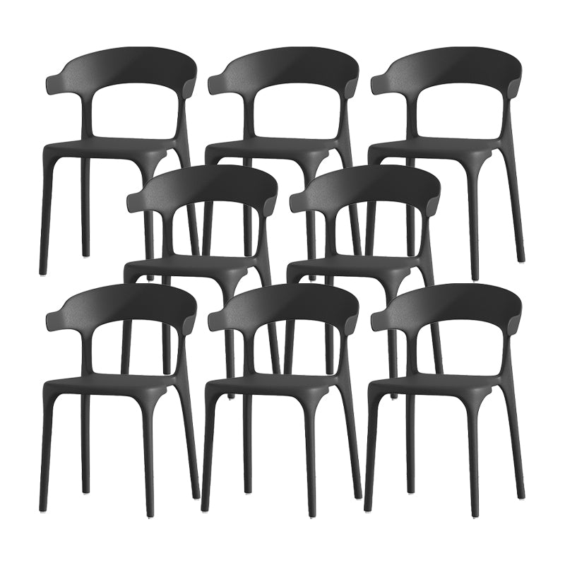 Scandinavian Matte Finish Plastic Dining Chair Milk Tea Shop Stacking Arm Chair