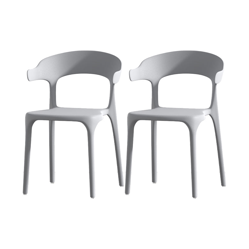 Scandinavian Matte Finish Plastic Dining Chair Milk Tea Shop Stacking Arm Chair