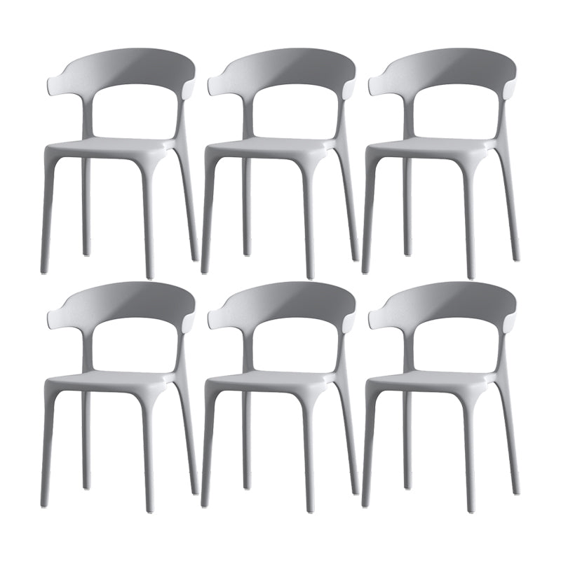 Scandinavian Matte Finish Plastic Dining Chair Milk Tea Shop Stacking Arm Chair