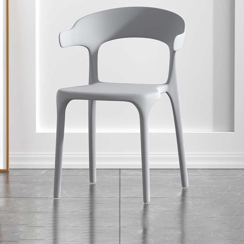 Scandinavian Matte Finish Plastic Dining Chair Milk Tea Shop Stacking Arm Chair