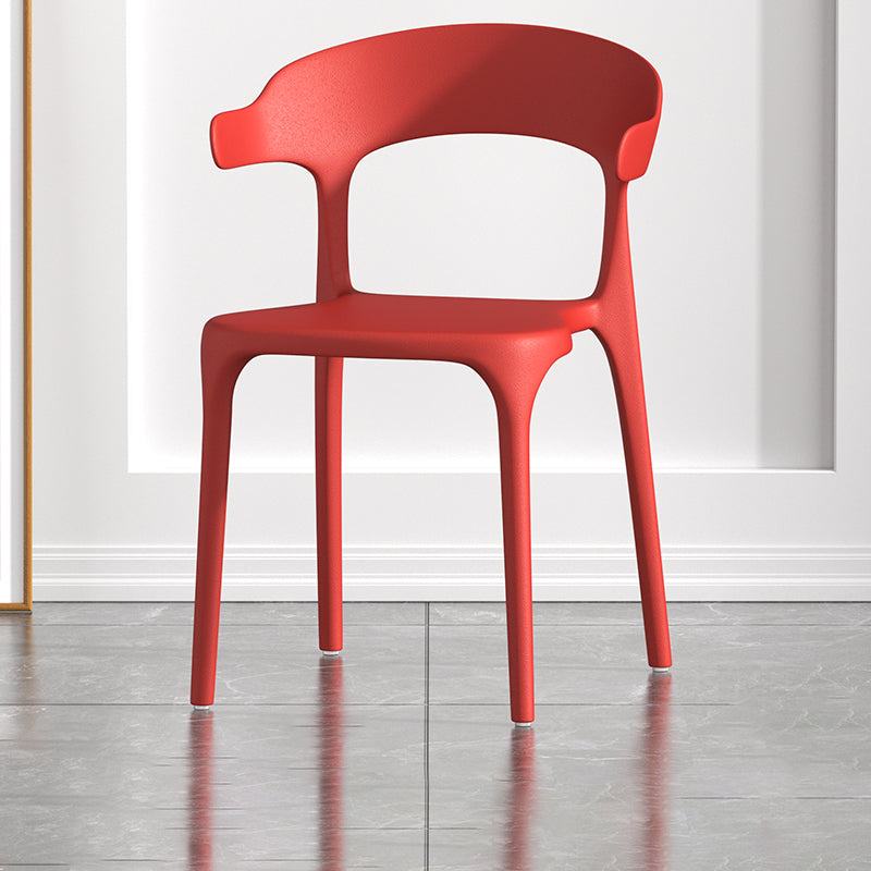 Scandinavian Matte Finish Plastic Dining Chair Milk Tea Shop Stacking Arm Chair