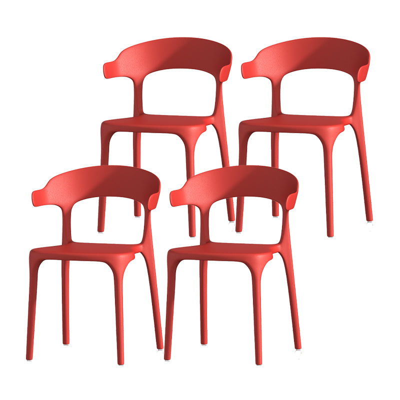 Scandinavian Matte Finish Plastic Dining Chair Milk Tea Shop Stacking Arm Chair