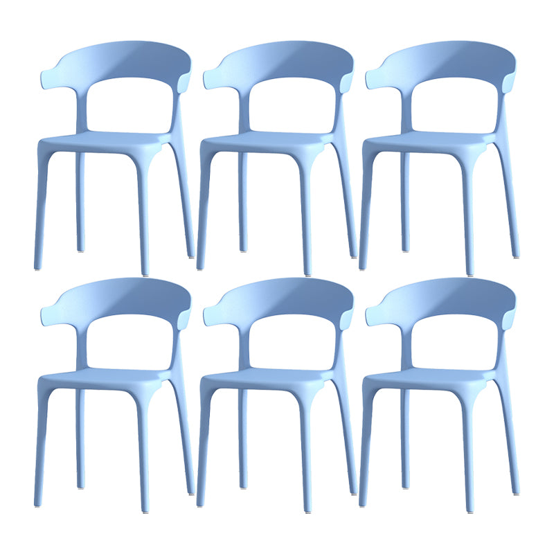 Scandinavian Matte Finish Plastic Dining Chair Milk Tea Shop Stacking Arm Chair