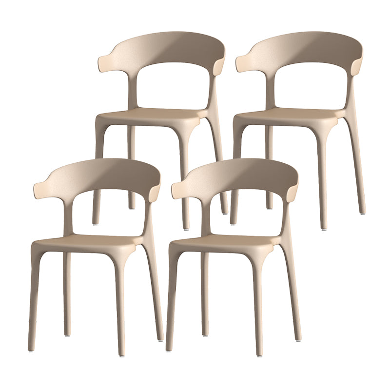 Scandinavian Matte Finish Plastic Dining Chair Milk Tea Shop Stacking Arm Chair