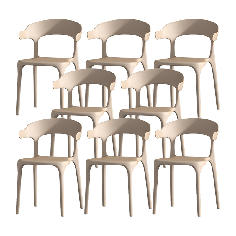 Scandinavian Matte Finish Plastic Dining Chair Milk Tea Shop Stacking Arm Chair