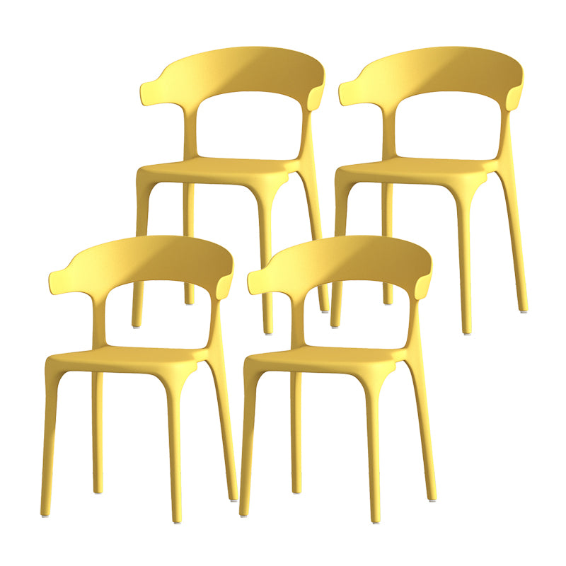 Scandinavian Matte Finish Plastic Dining Chair Milk Tea Shop Stacking Arm Chair