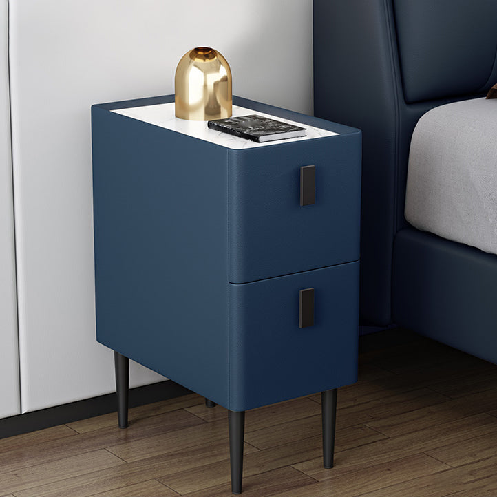 Stone Top 2-drawer Nightstand 21.65-inch Tall Glam Night Table