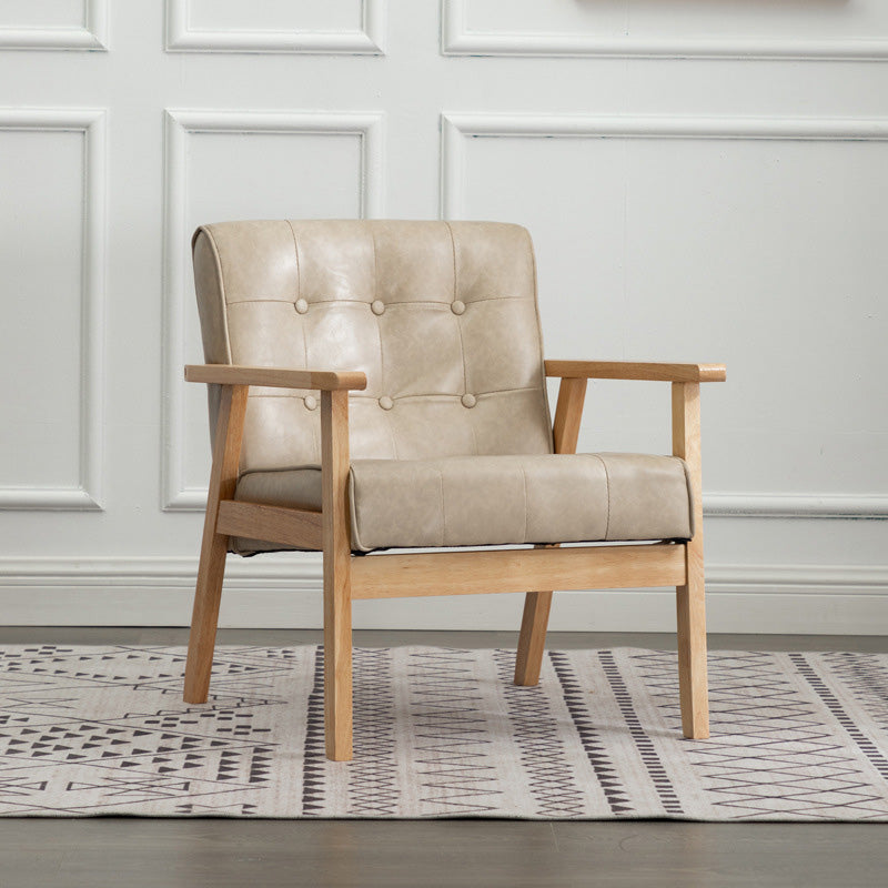 Modern 25.5"W Faux Leather Arm Chair with Basic Four Legs and Tufted Back for Office