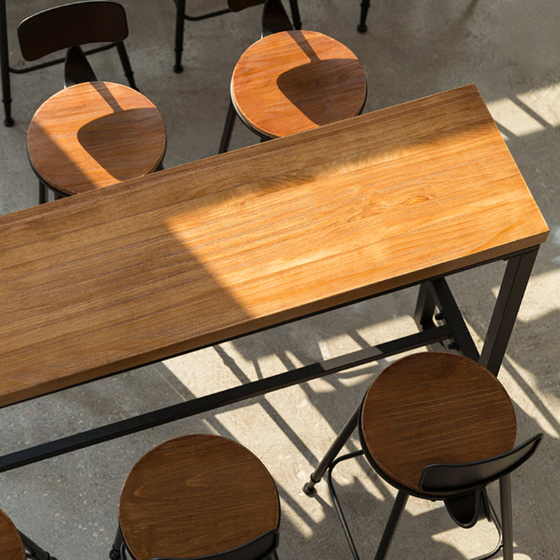 Industrial Trestle Cocktail Bar Table Solid Wood Rectangle Counter Table