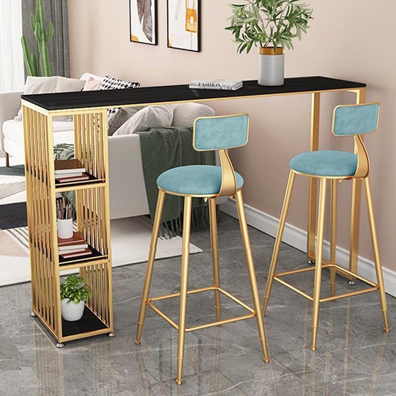 Modern Style Bar Table Stone Storage Top Pub Table for Living Room