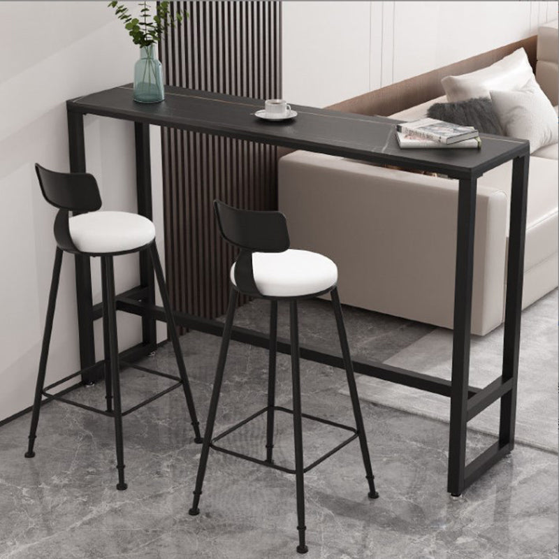 Contemporary Bar Table 42-inch Height Stone Top Bistro Table with Pedal