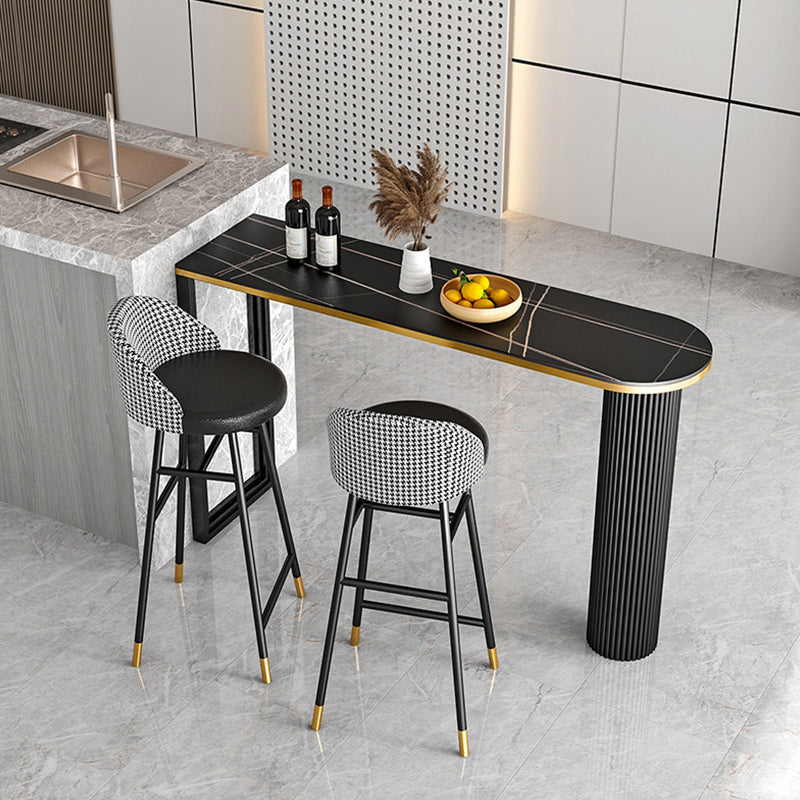 Stone Bar Dining Table Modern Bar Table with Double Pedestal for Dining Room Cafe