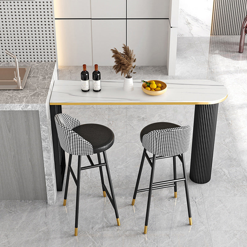 Stone Bar Dining Table Modern Bar Table with Double Pedestal for Dining Room Cafe