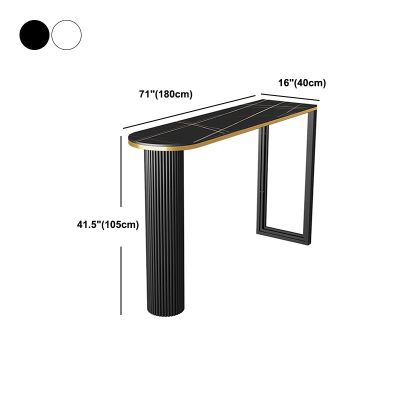 Stone Bar Dining Table Modern Bar Table with Double Pedestal for Dining Room Cafe