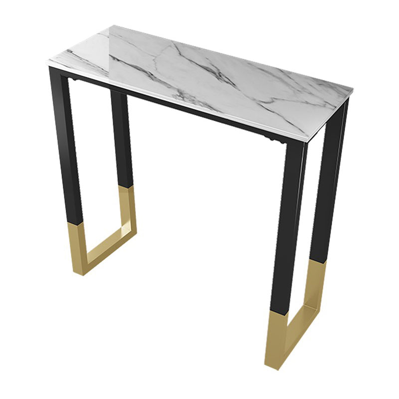 Glam Style Bar Table 42-inch Height Stone Top Bistro Table with Gold Pedestal