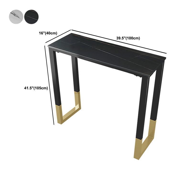 Glam Style Bar Table 42-inch Height Stone Top Bistro Table with Gold Pedestal