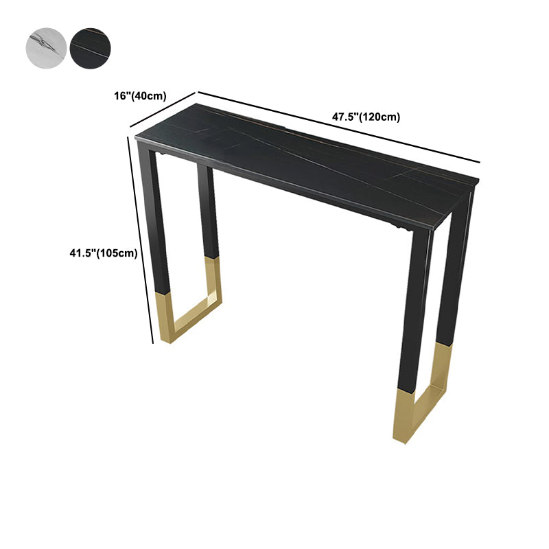 Glam Style Bar Table 42-inch Height Stone Top Bistro Table with Gold Pedestal