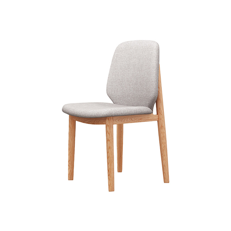 Scandinavian Style Linen Dining Chairs Solid Back Chair for Home