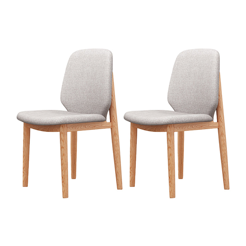 Scandinavian Style Linen Dining Chairs Solid Back Chair for Home