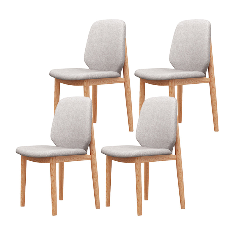 Scandinavian Style Linen Dining Chairs Solid Back Chair for Home