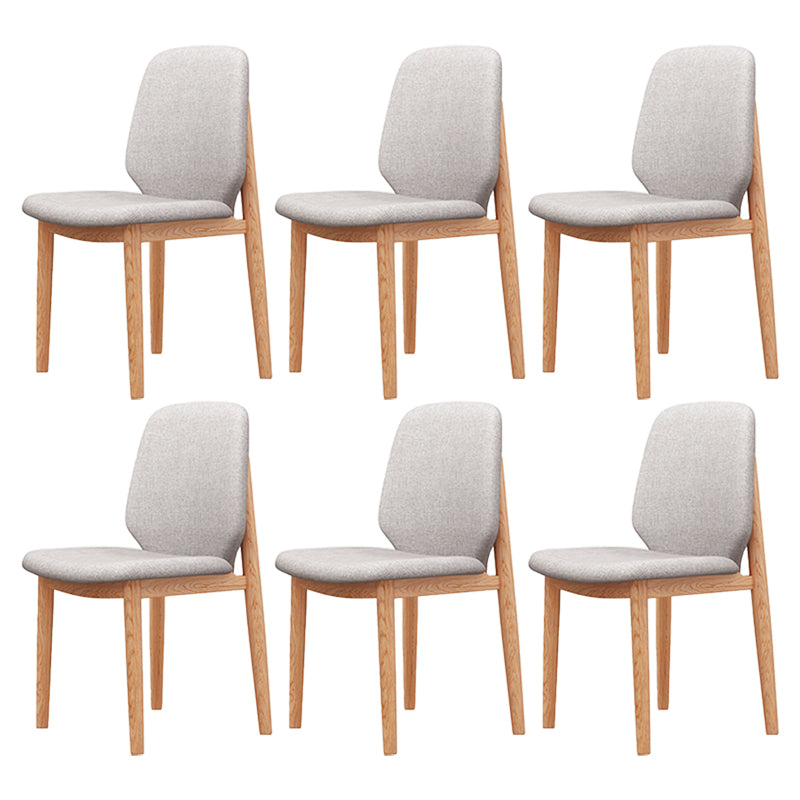 Scandinavian Style Linen Dining Chairs Solid Back Chair for Home