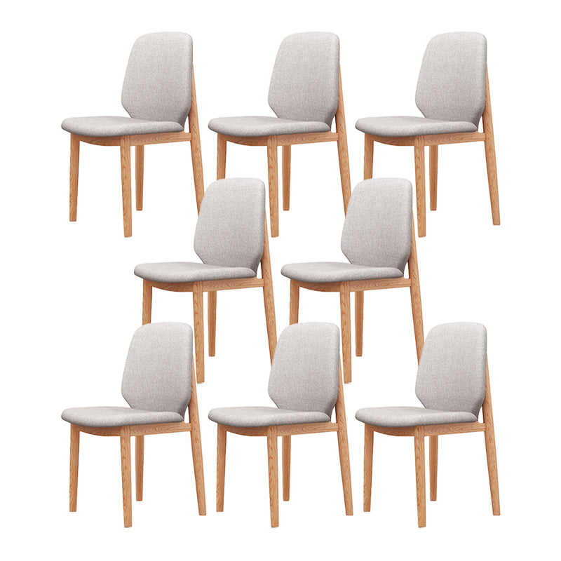 Scandinavian Style Linen Dining Chairs Solid Back Chair for Home