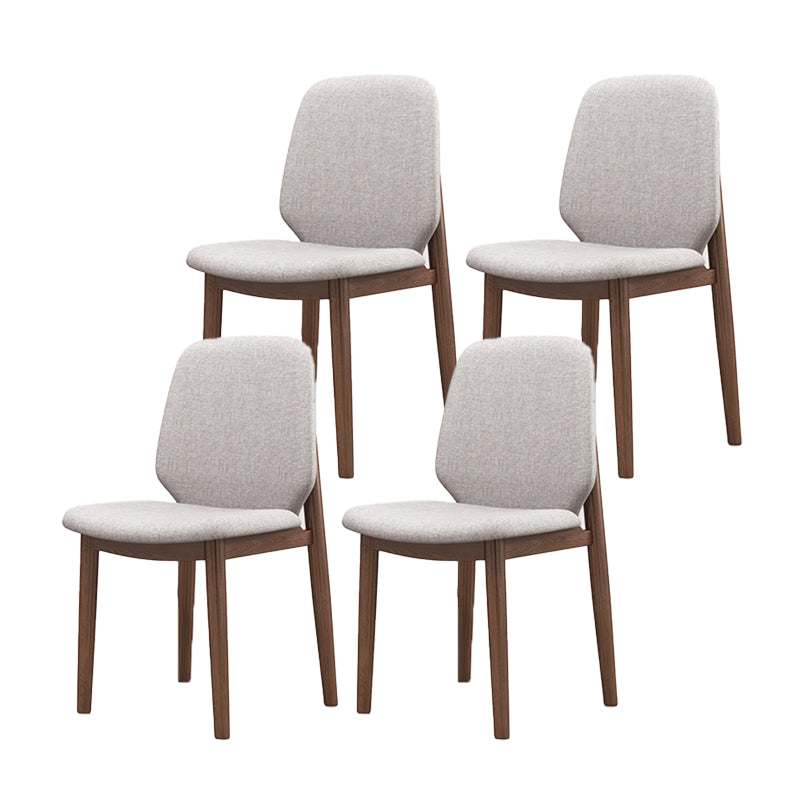 Scandinavian Style Linen Dining Chairs Solid Back Chair for Home