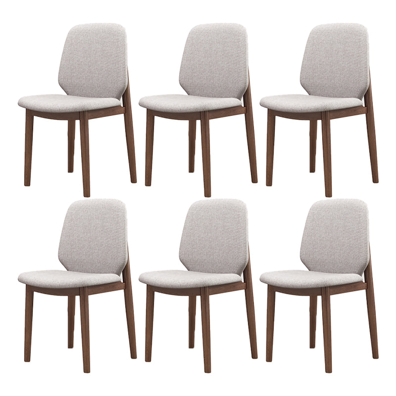 Scandinavian Style Linen Dining Chairs Solid Back Chair for Home