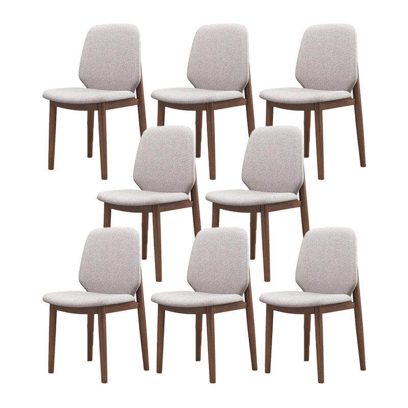 Scandinavian Style Linen Dining Chairs Solid Back Chair for Home