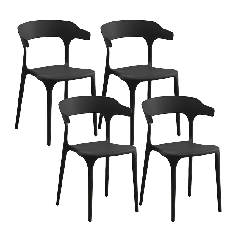 Scandinavian Coffee Shop Stacking Arm Chair Matte Finish Plastic Dining Chair